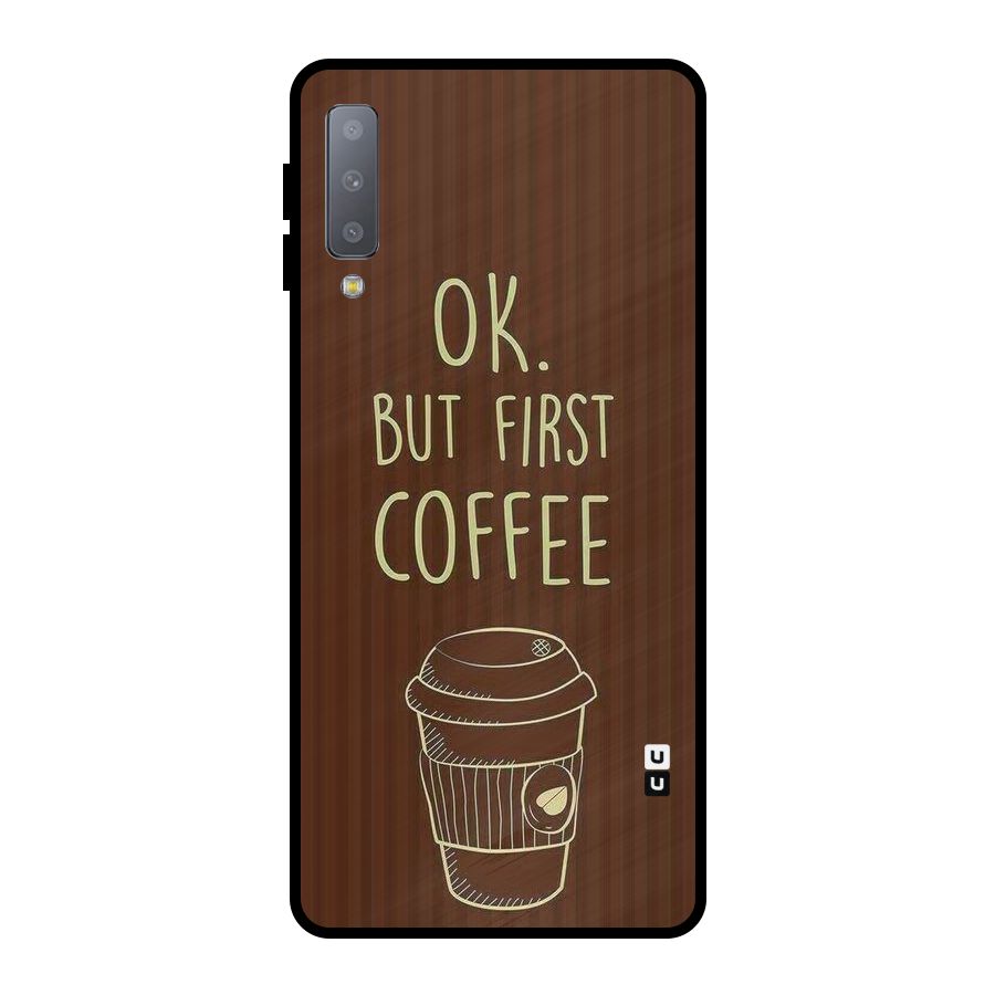 Coffee Stripes Metal Back Case for Galaxy A7 (2018)