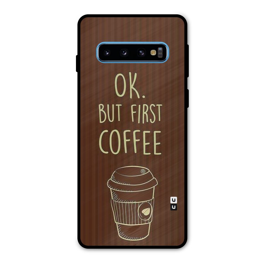 Coffee Stripes Metal Back Case for Galaxy S10