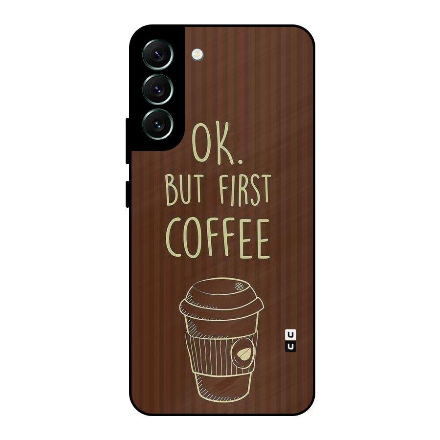 Coffee Stripes Metal Back Case for Galaxy S22 Plus 5G