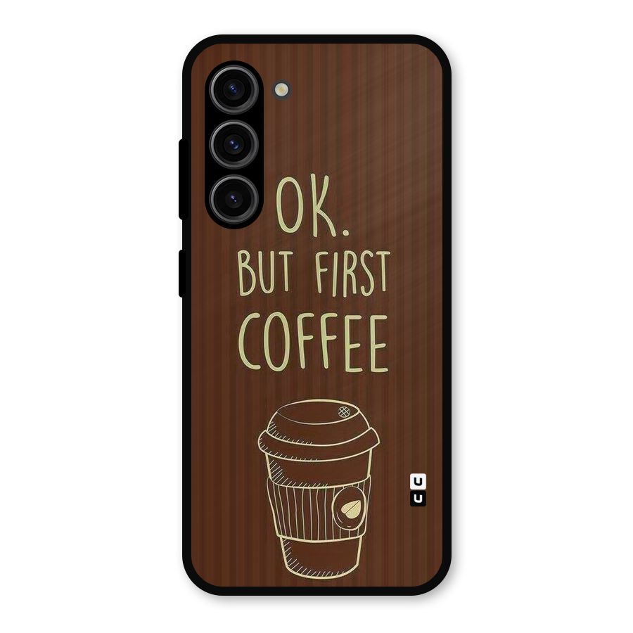 Coffee Stripes Metal Back Case for Galaxy S23