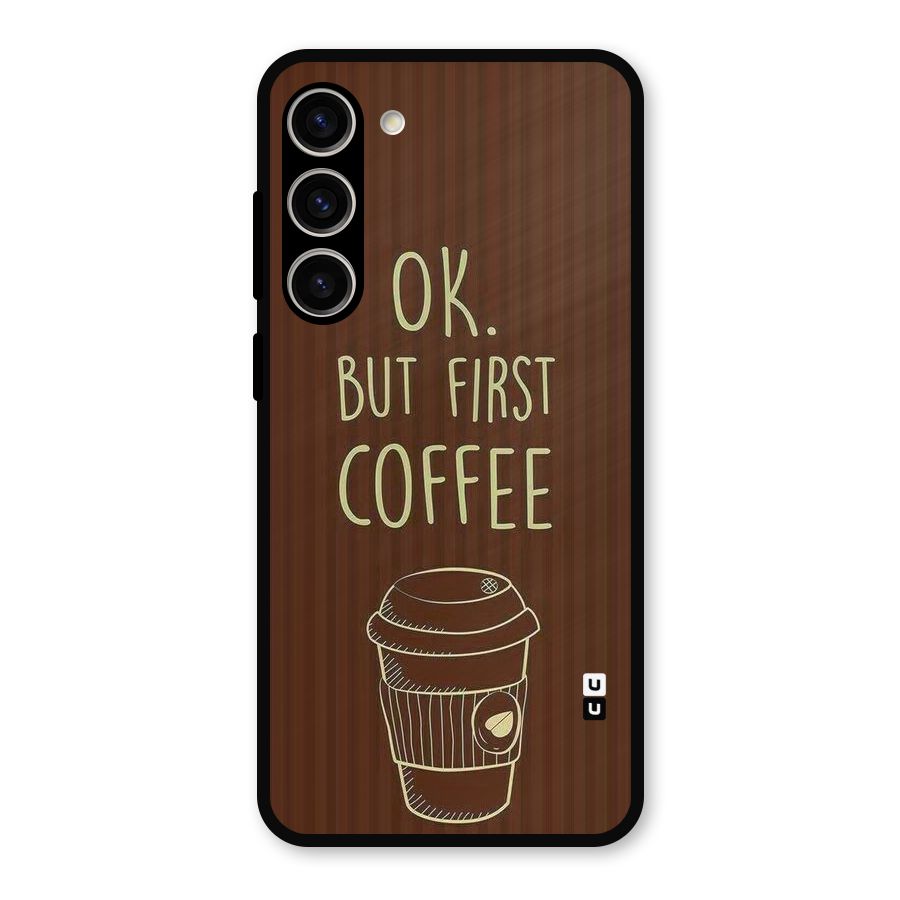 Coffee Stripes Metal Back Case for Galaxy S23 Plus