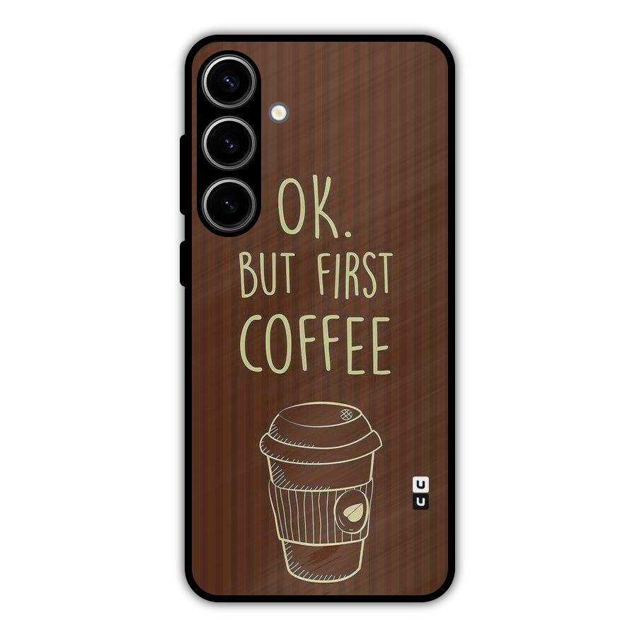 Coffee Stripes Metal Back Case for Galaxy S24 Plus