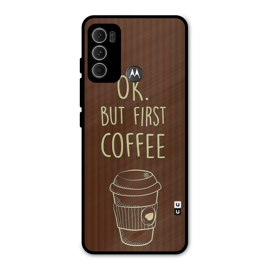 Coffee Stripes Metal Back Case for Moto G60