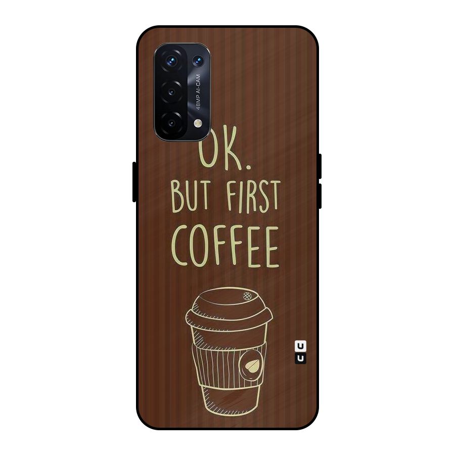 Coffee Stripes Metal Back Case for Oppo A74 5G