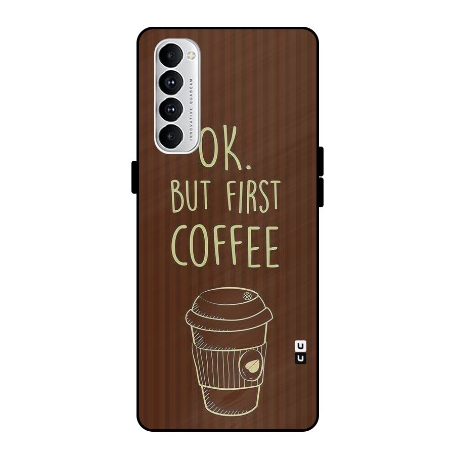 Coffee Stripes Metal Back Case for Oppo Reno4 Pro
