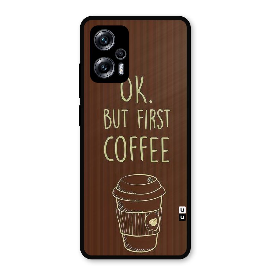 Coffee Stripes Metal Back Case for Redmi K50i