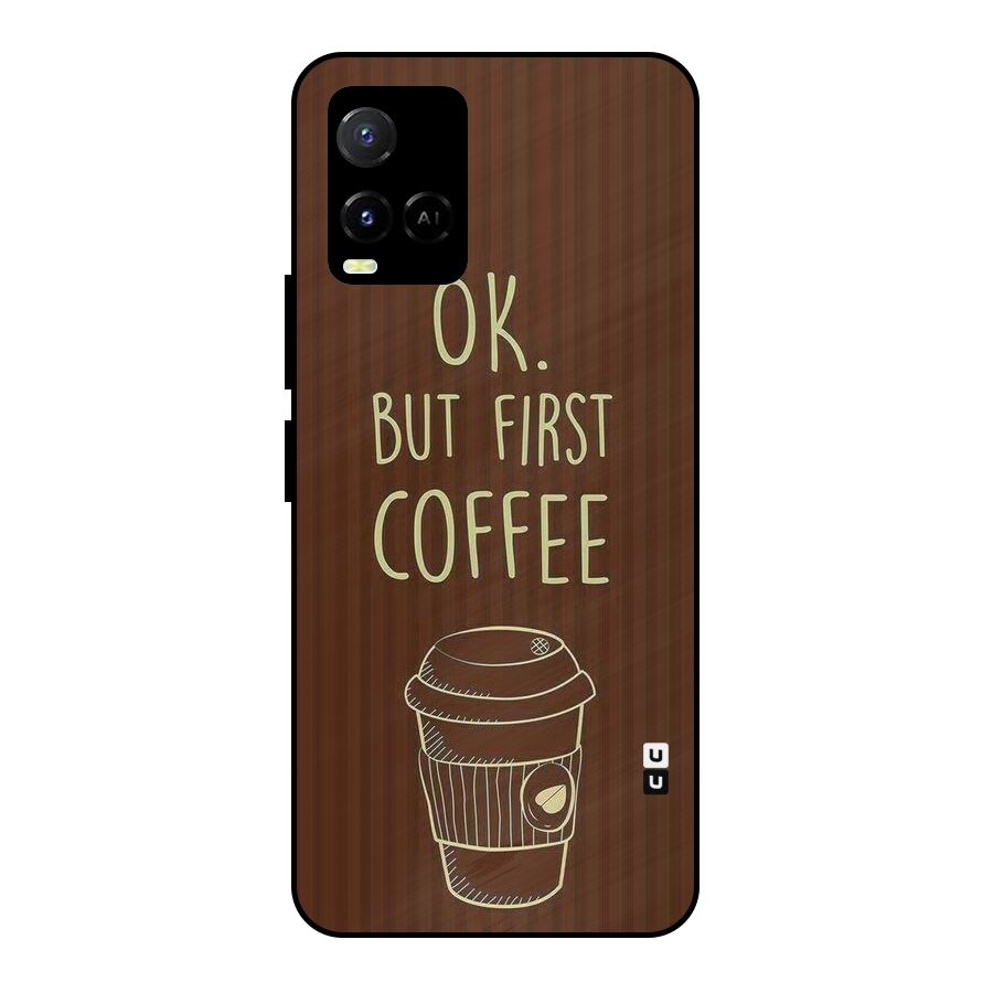 Coffee Stripes Metal Back Case for Vivo Y21A