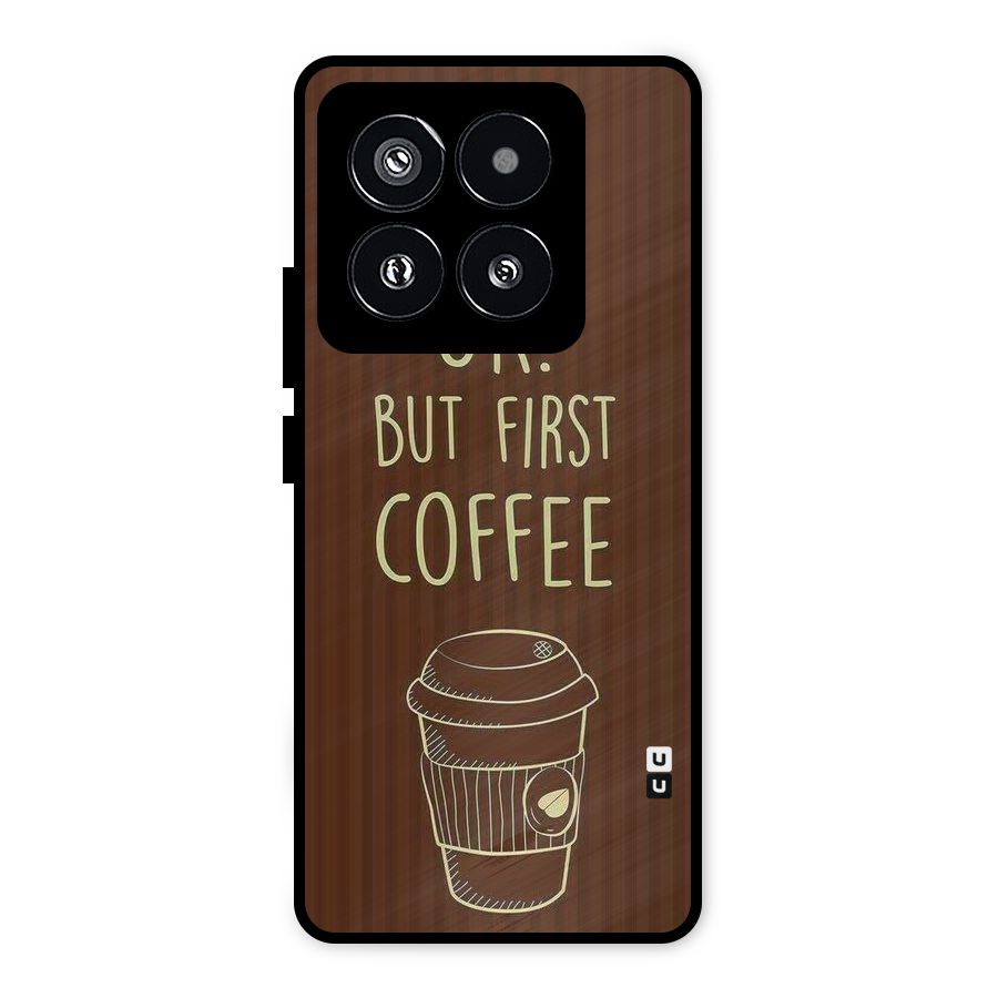 Coffee Stripes Metal Back Case for Xiaomi 14 Pro