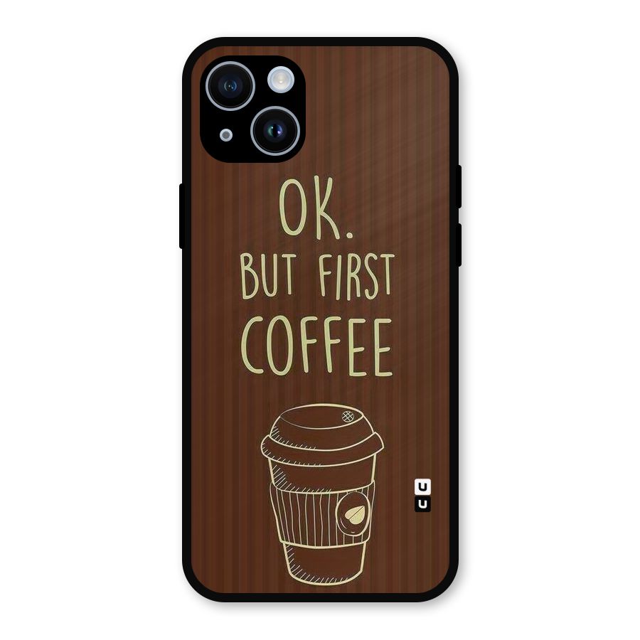 Coffee Stripes Metal Back Case for iPhone 14