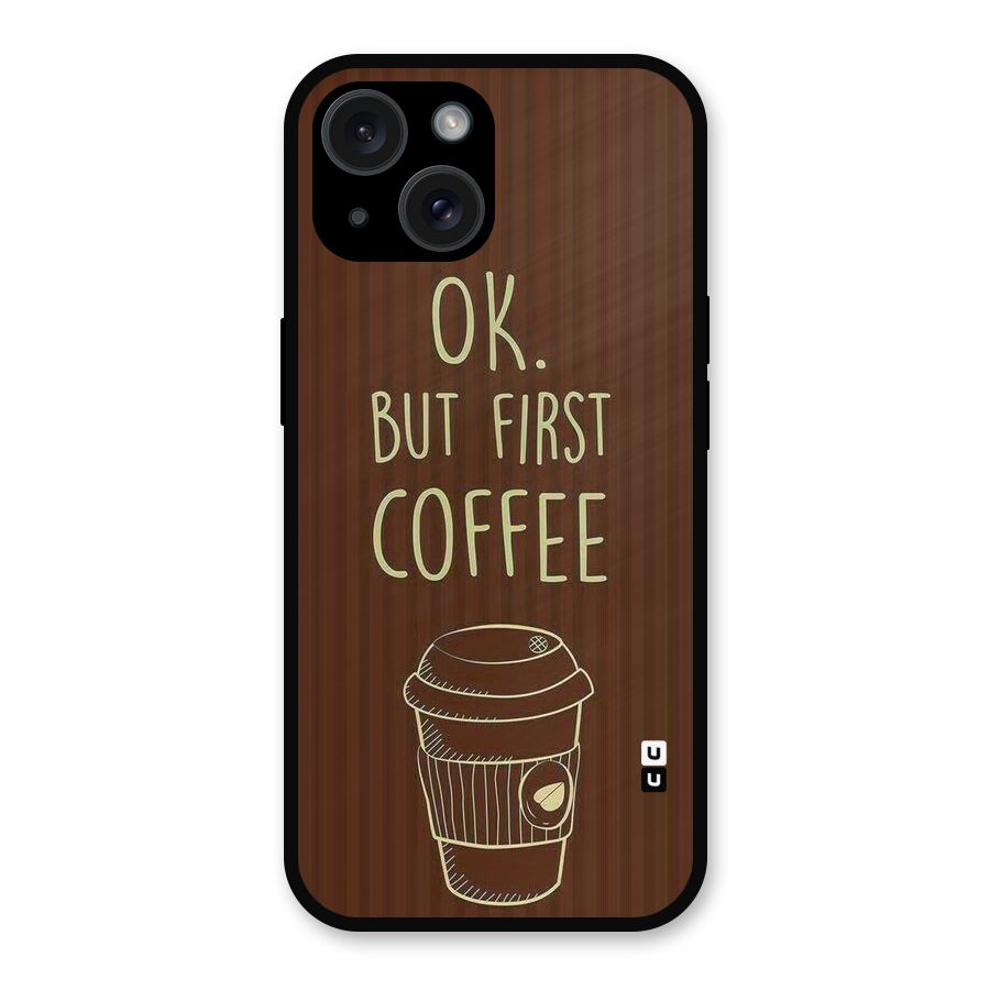Coffee Stripes Metal Back Case for iPhone 15