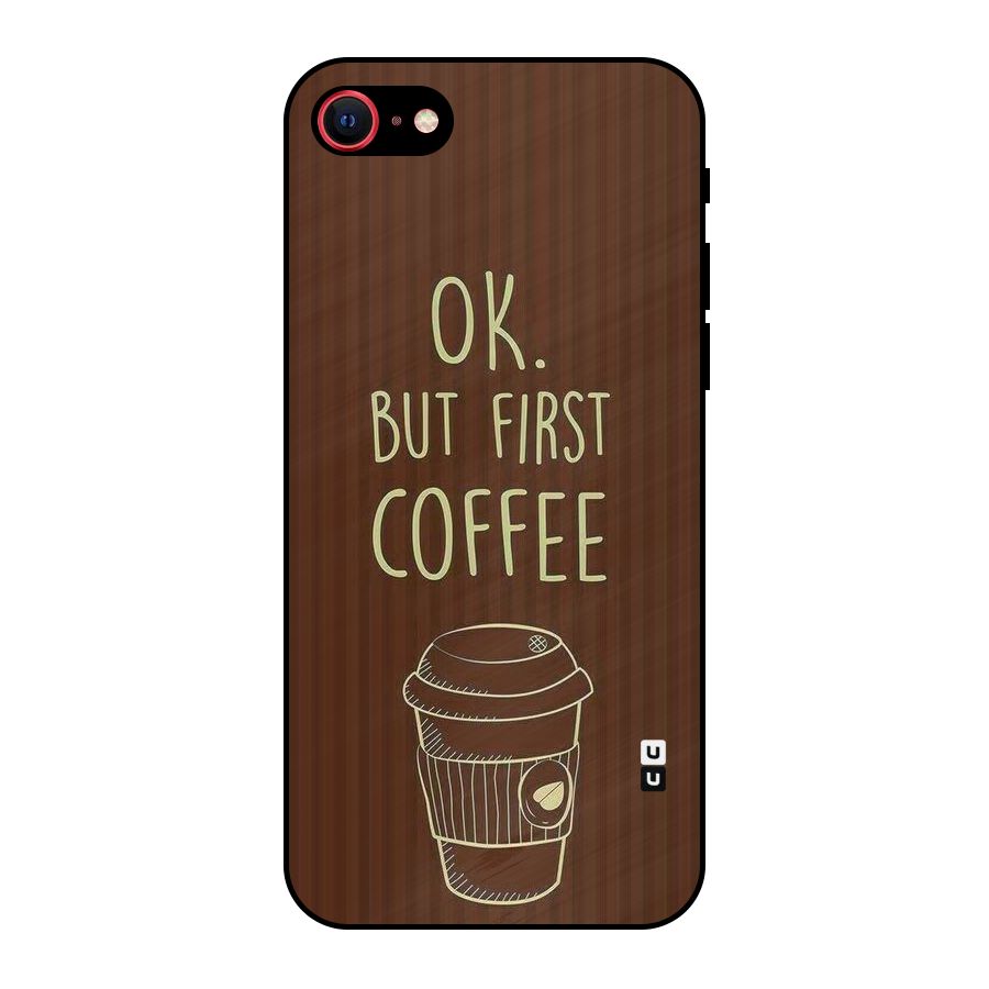 Coffee Stripes Metal Back Case for iPhone SE 2022