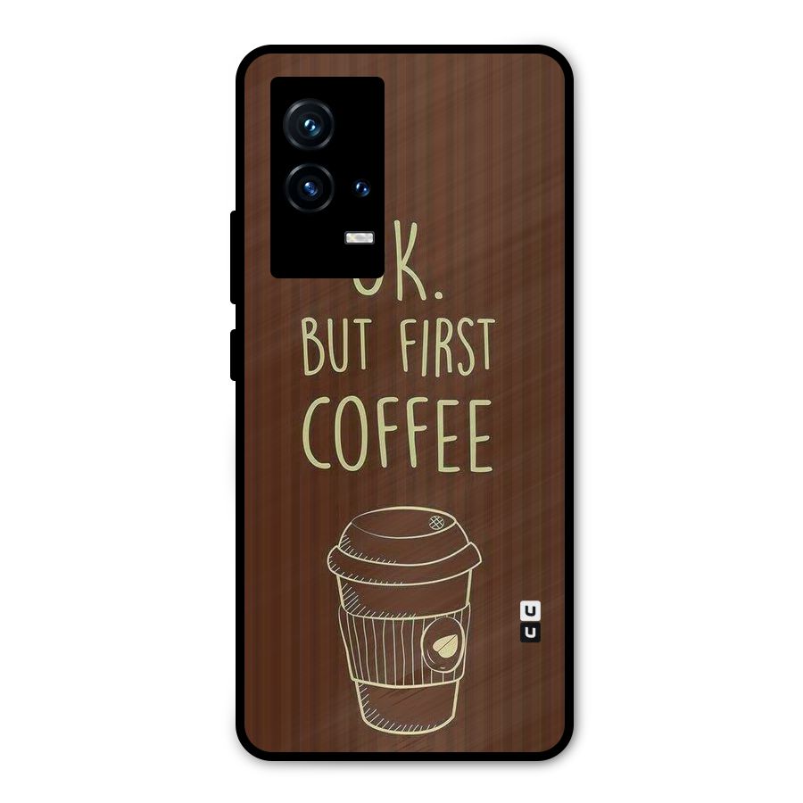 Coffee Stripes Metal Back Case for iQOO 9 5G