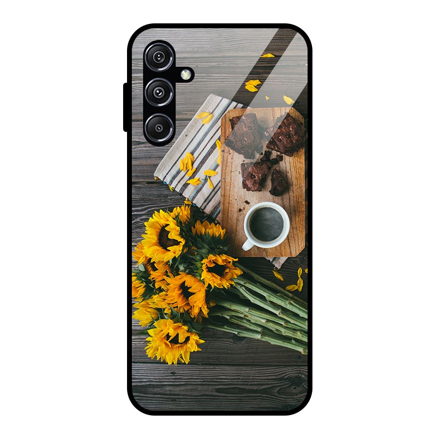 Coffee and Flowers Glass Back Case for Galaxy M34 5G