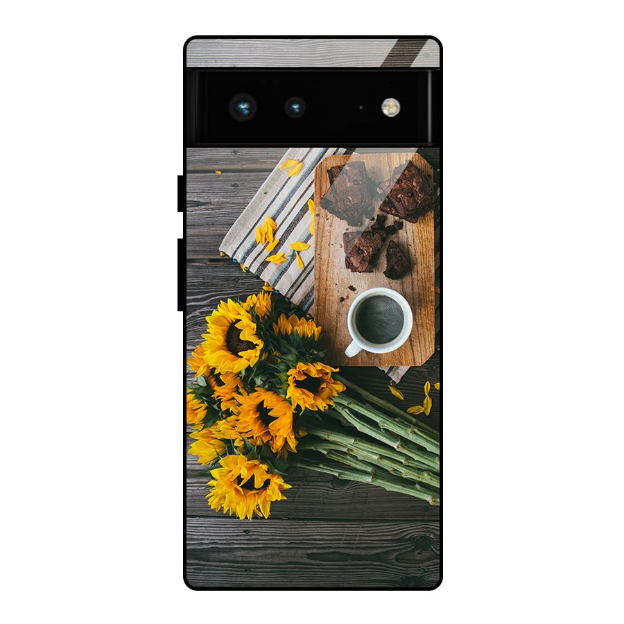 Coffee and Flowers Glass Back Case for Google Pixel 6