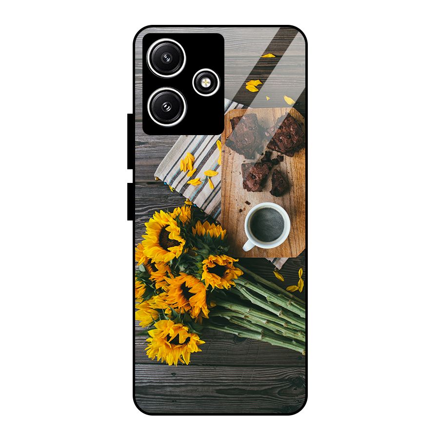 Coffee and Flowers Glass Back Case for Poco M6 Pro