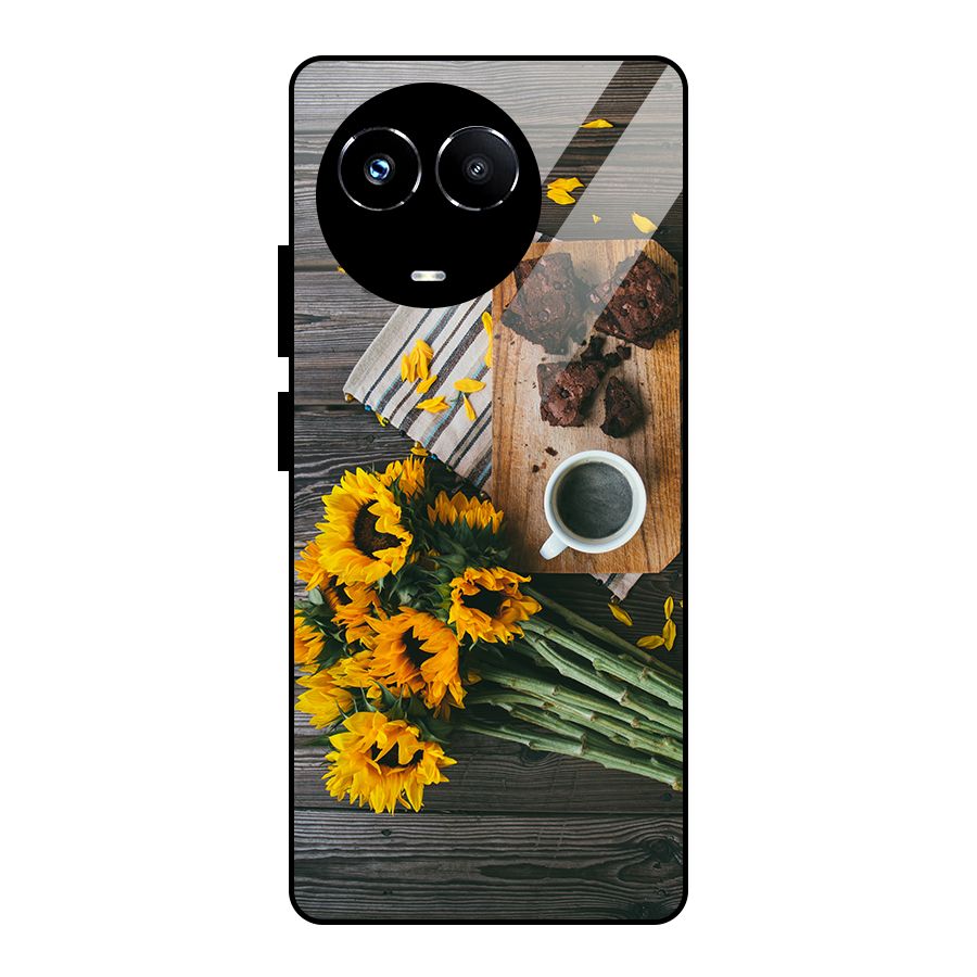 Coffee and Flowers Glass Back Case for Realme Narzo 60X