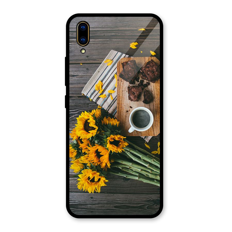 Coffee and Flowers Glass Back Case for Vivo V11 Pro
