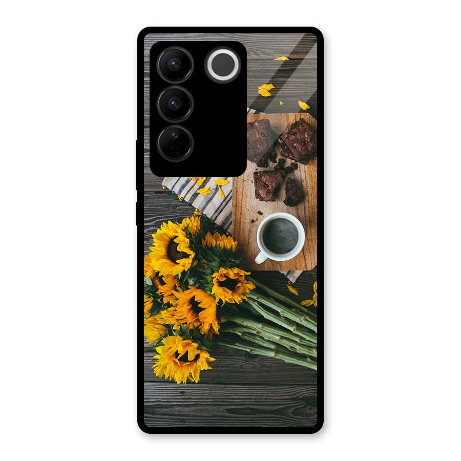 Coffee and Flowers Glass Back Case for Vivo V27