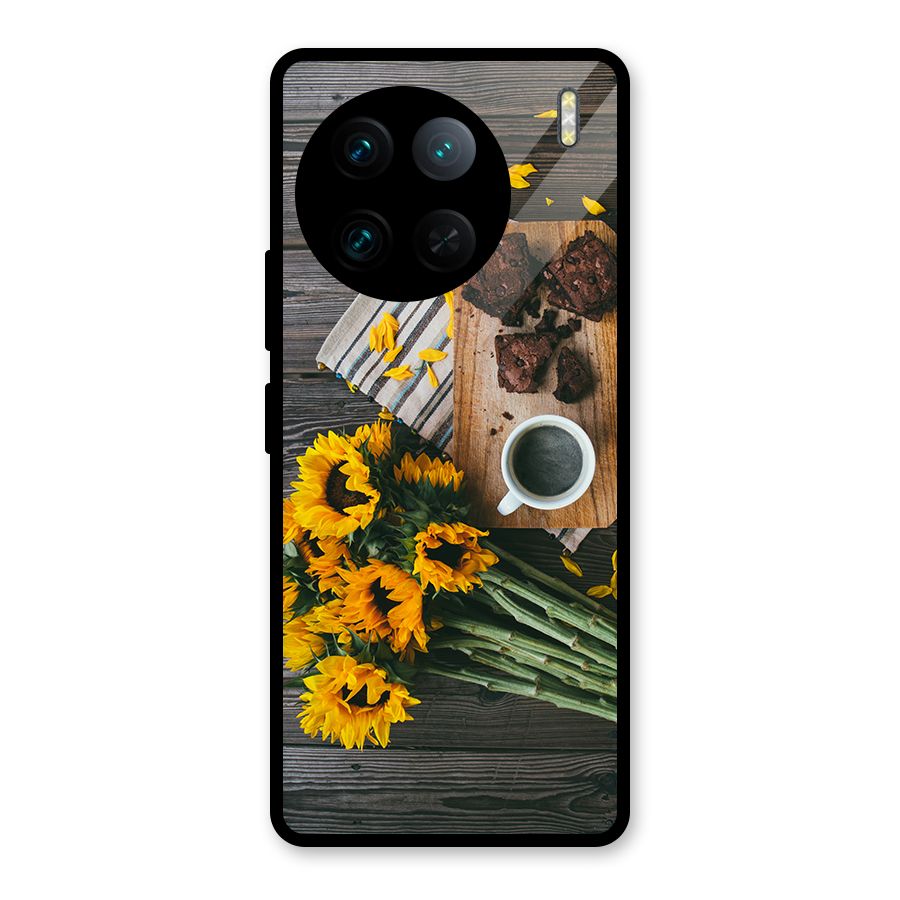 Coffee and Flowers Glass Back Case for Vivo X90 Pro