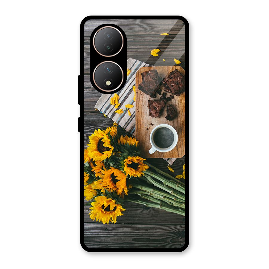 Coffee and Flowers Glass Back Case for Vivo Y100A