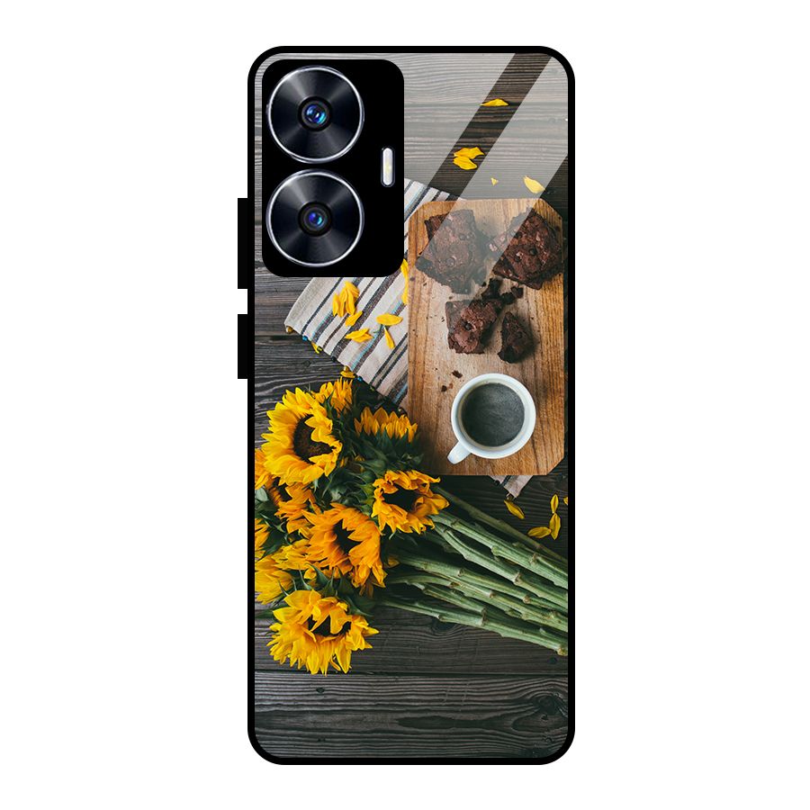 Coffee and Flowers Glass Back Case for realme C55