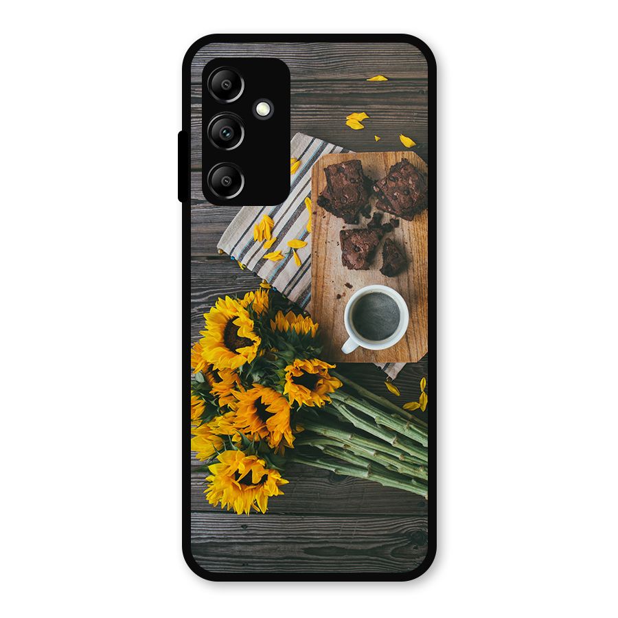 Coffee and Flowers Metal Back Case for Galaxy A14 5G