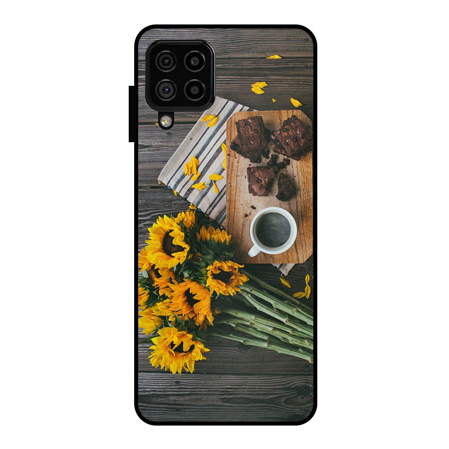 Coffee and Flowers Metal Back Case for Galaxy A22 4G