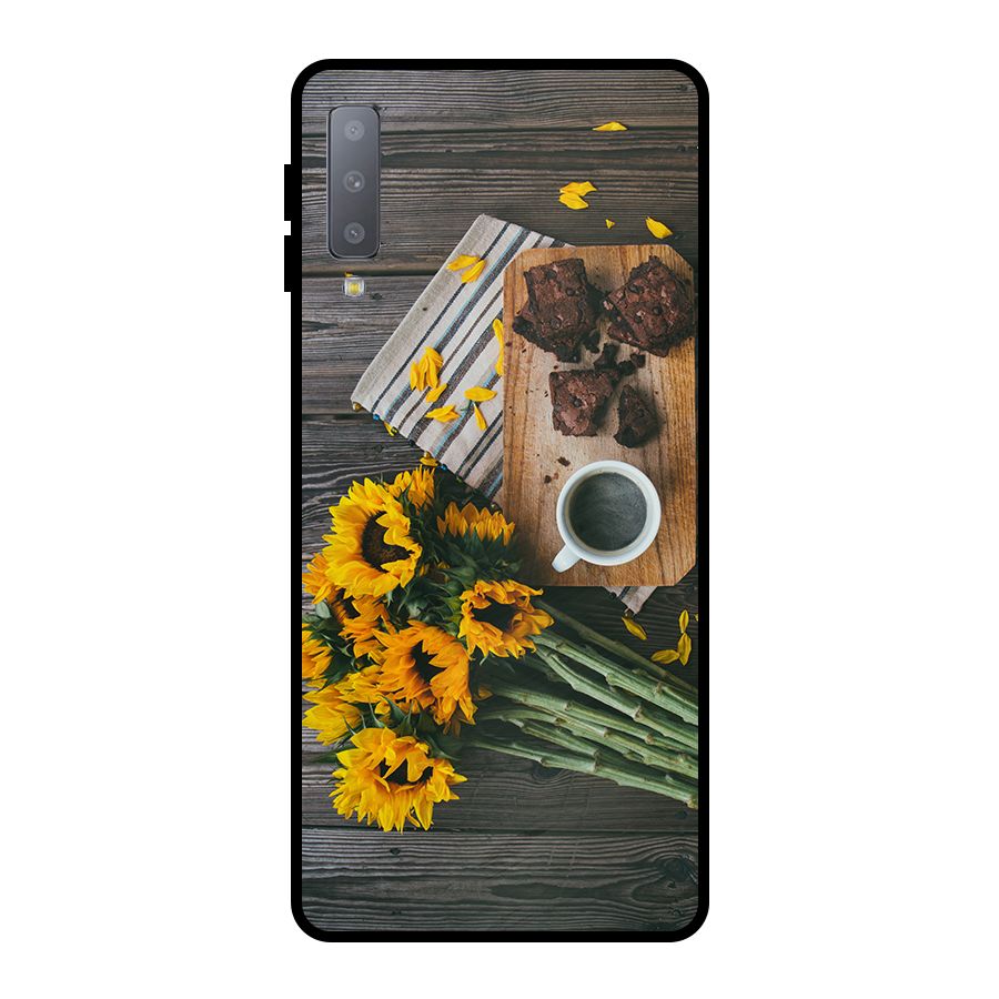 Coffee and Flowers Metal Back Case for Galaxy A7 (2018)