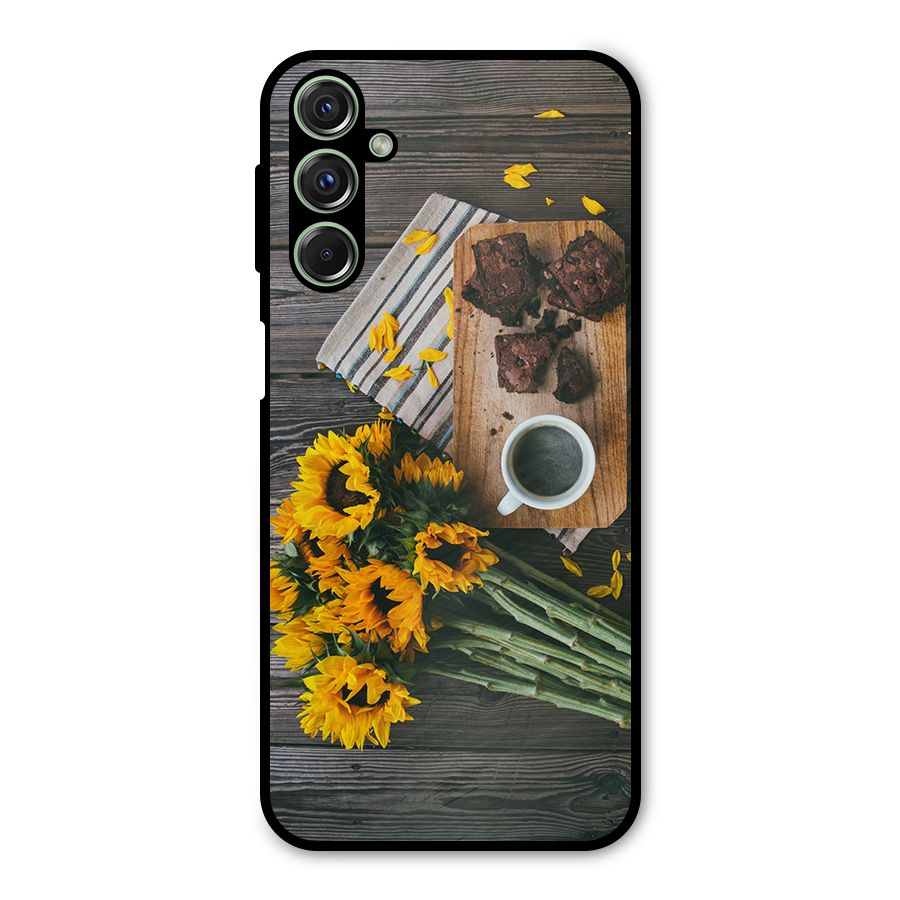 Coffee and Flowers Metal Back Case for Galaxy F34