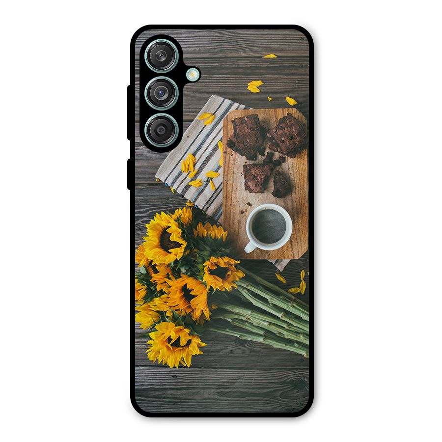 Coffee and Flowers Metal Back Case for Galaxy M55 5G
