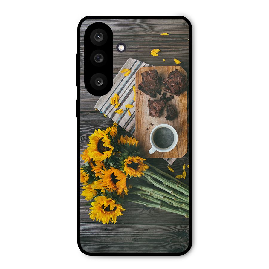 Coffee and Flowers Metal Back Case for Galaxy M56
