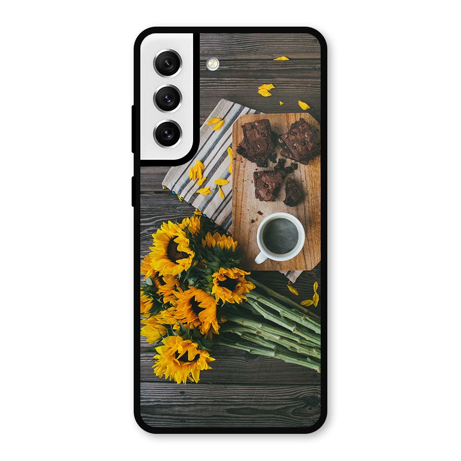 Coffee and Flowers Metal Back Case for Galaxy S21 FE 5G