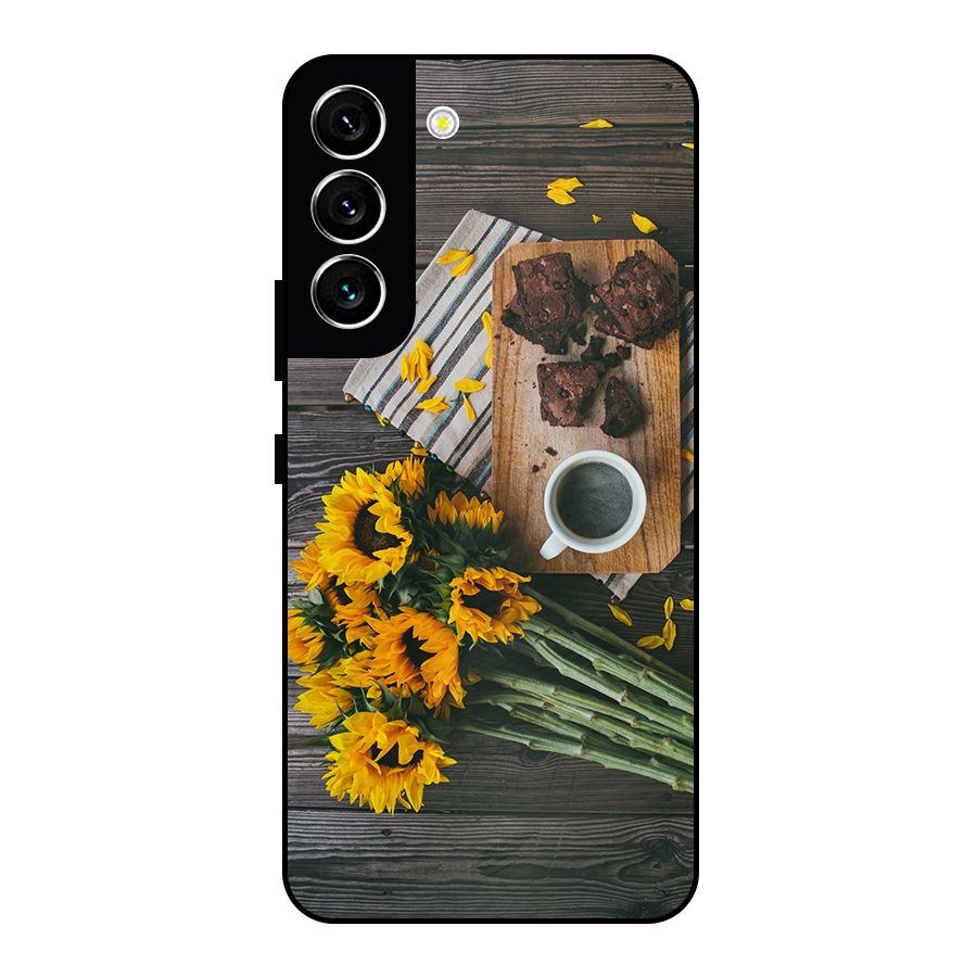 Coffee and Flowers Metal Back Case for Galaxy S22 5G
