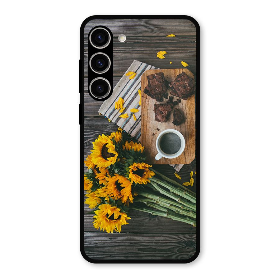 Coffee and Flowers Metal Back Case for Galaxy S23 Plus