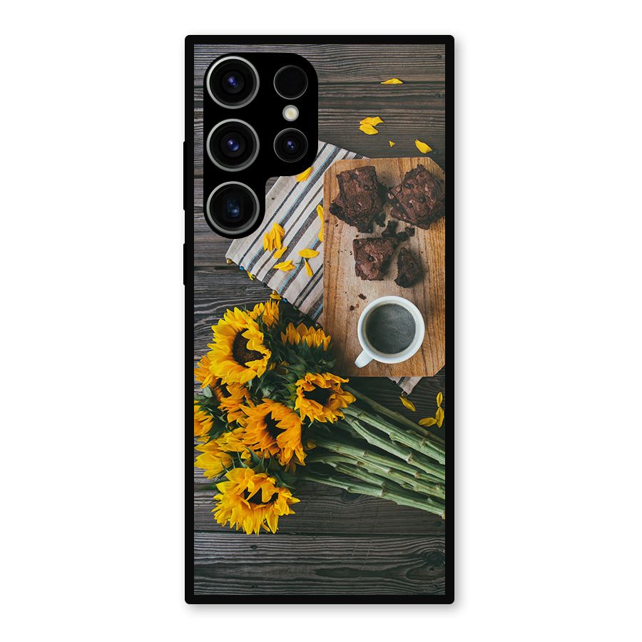 Coffee and Flowers Metal Back Case for Galaxy S23 Ultra