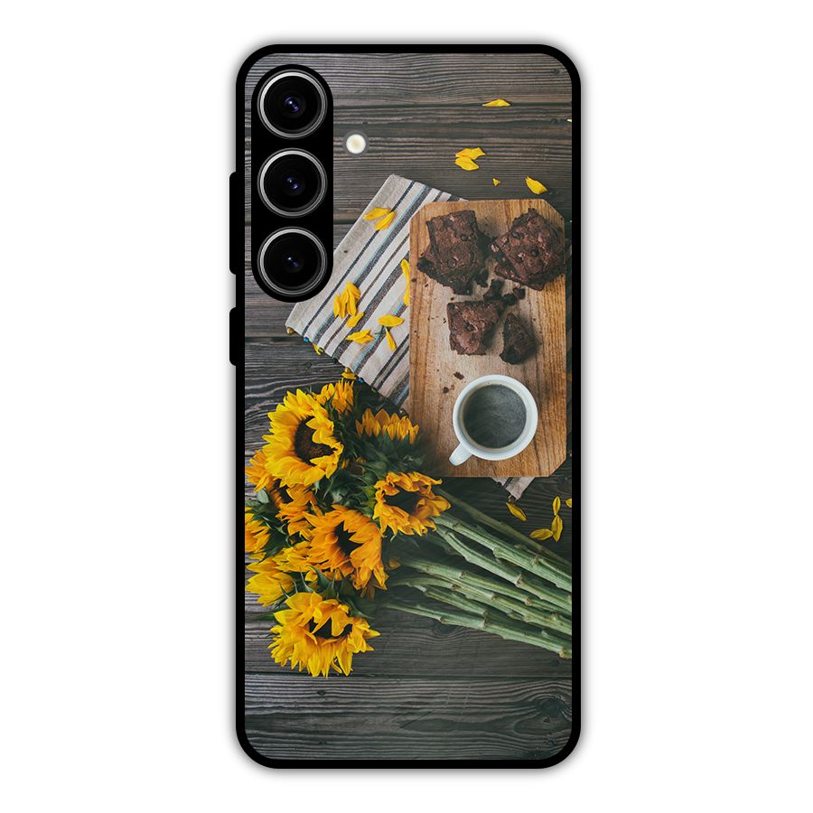 Coffee and Flowers Metal Back Case for Galaxy S24 Plus