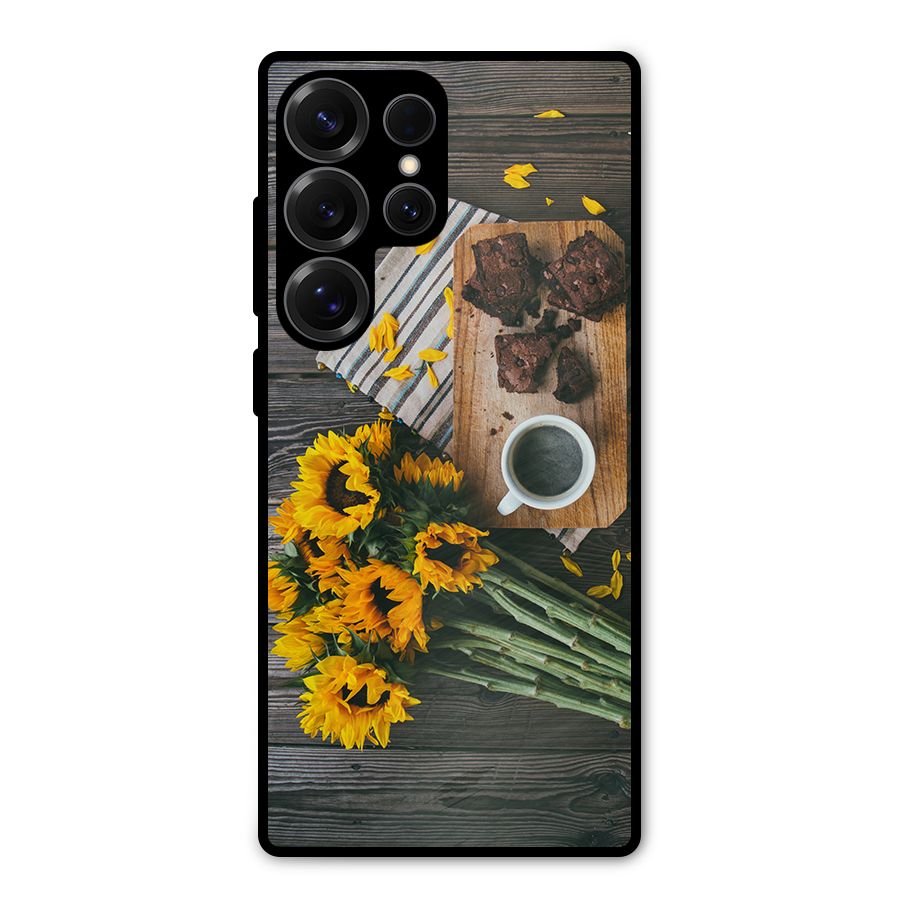 Coffee and Flowers Metal Back Case for Galaxy S25 Ultra