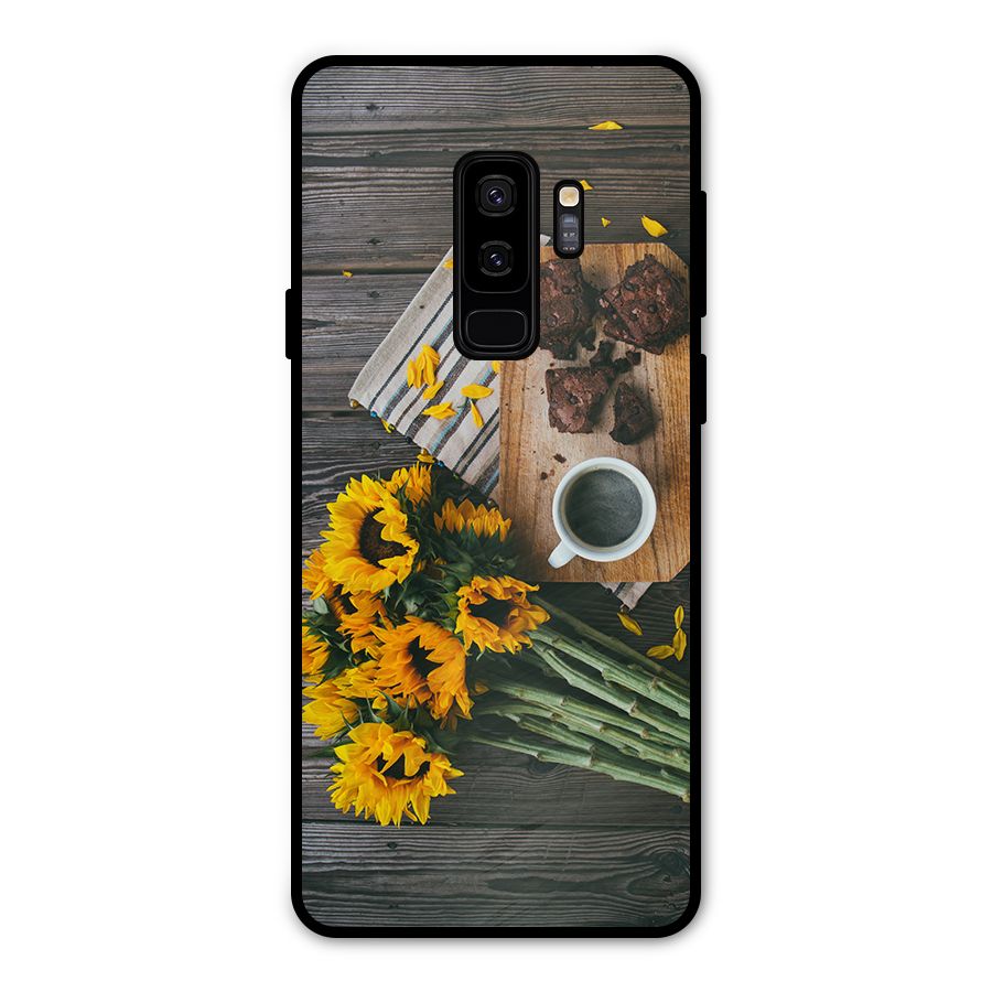 Coffee and Flowers Metal Back Case for Galaxy S9 Plus