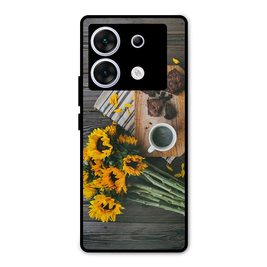 Coffee and Flowers Metal Back Case for Infinix Zero 30 5G