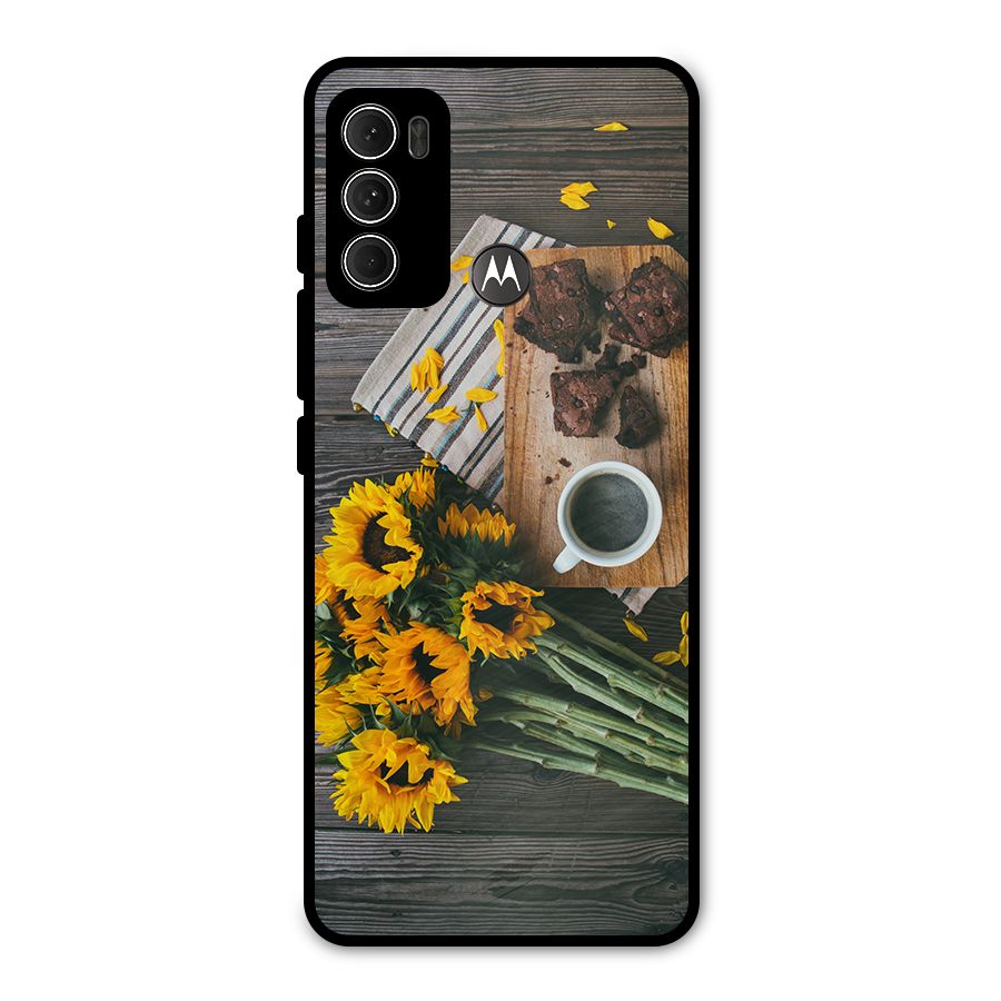 Coffee and Flowers Metal Back Case for Moto G60
