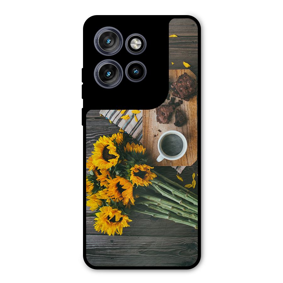 Coffee and Flowers Metal Back Case for Motorola Edge 50 Neo