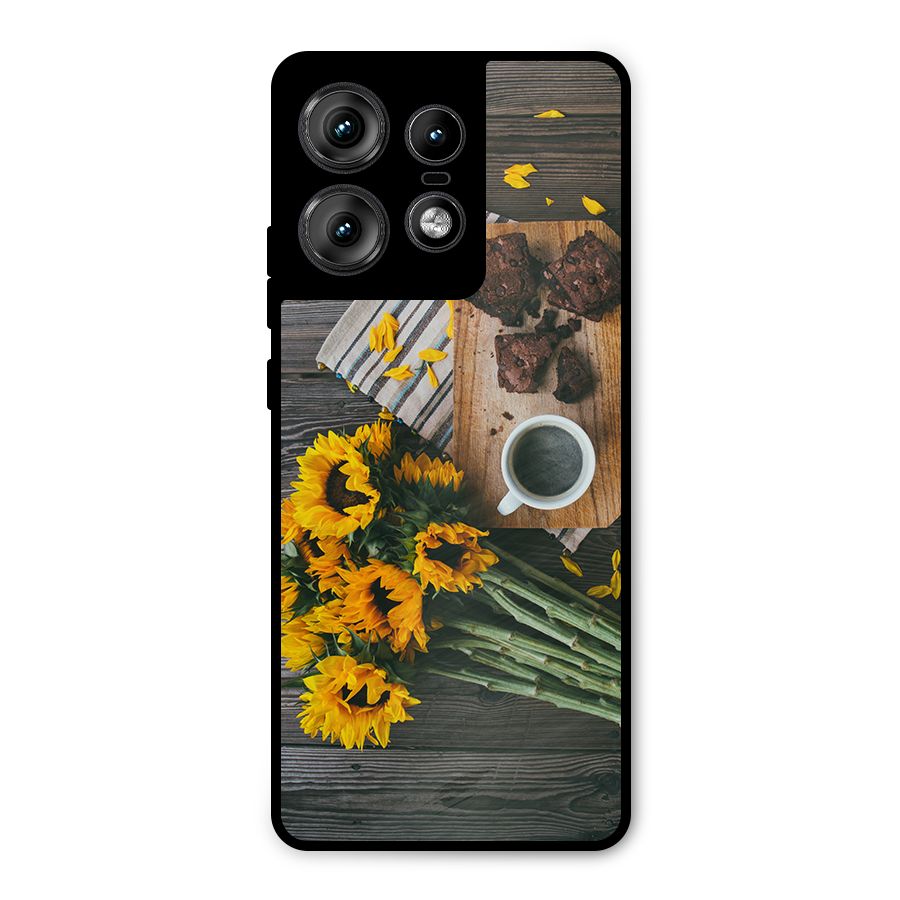 Coffee and Flowers Metal Back Case for Motorola Edge 50 Pro