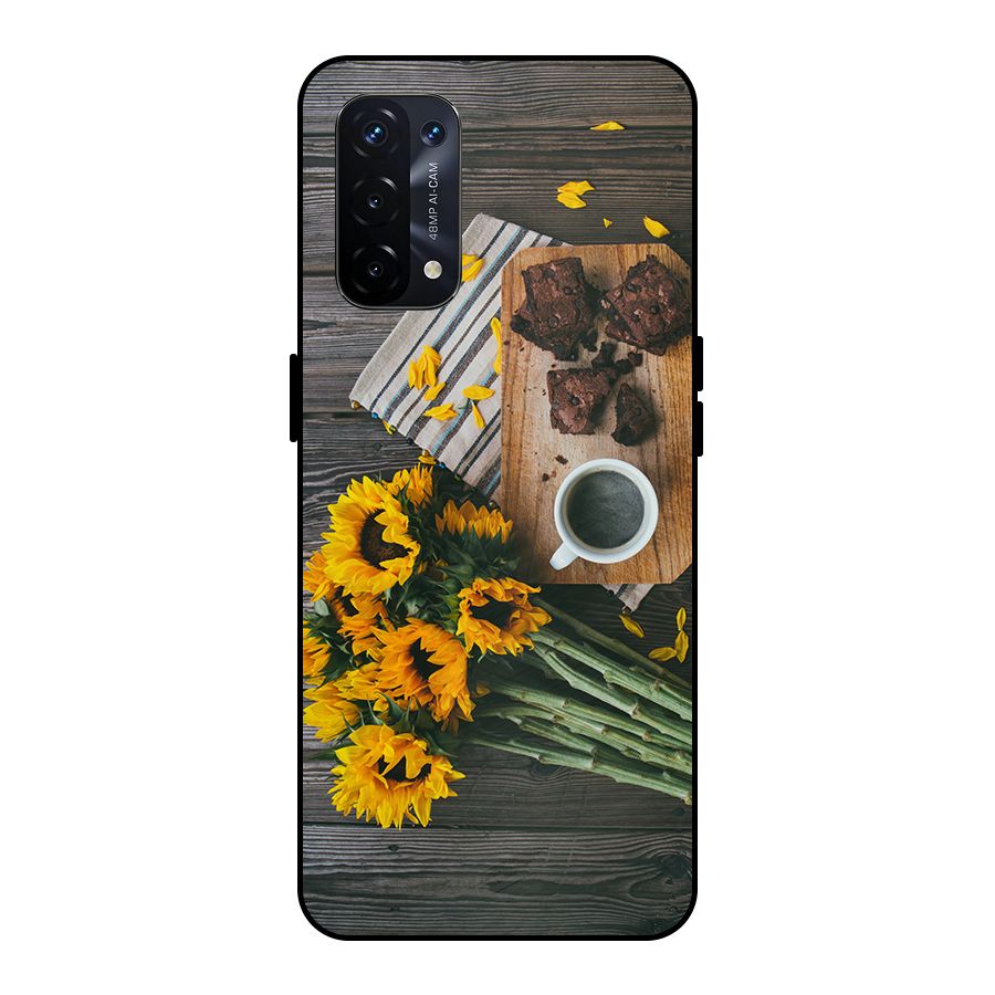 Coffee and Flowers Metal Back Case for Oppo A74 5G