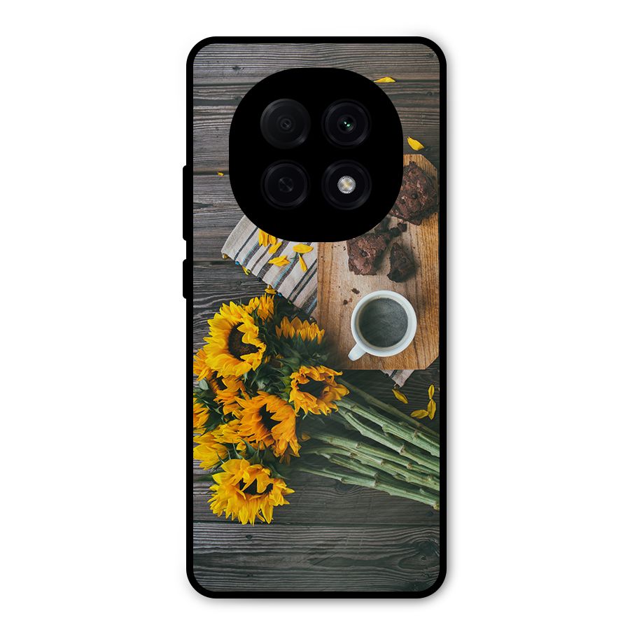 Coffee and Flowers Metal Back Case for Oppo F29 Pro
