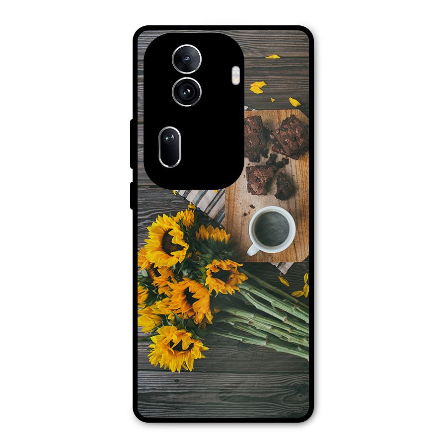 Coffee and Flowers Metal Back Case for Oppo Reno11 Pro 5G