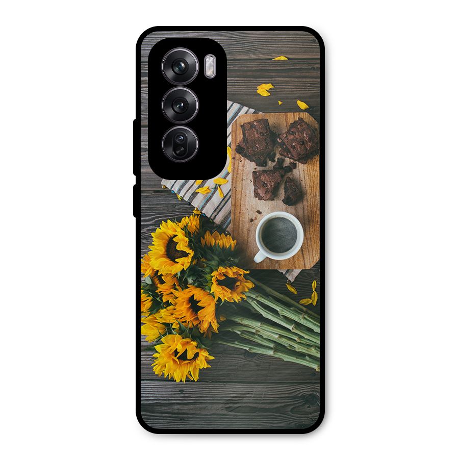 Coffee and Flowers Metal Back Case for Oppo Reno12 Pro