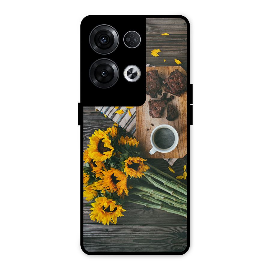 Coffee and Flowers Metal Back Case for Oppo Reno8 Pro 5G
