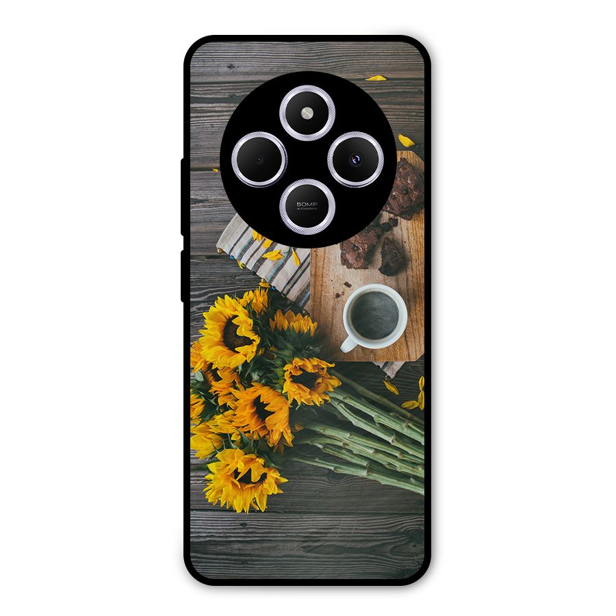 Coffee and Flowers Metal Back Case for Poco C75 5G
