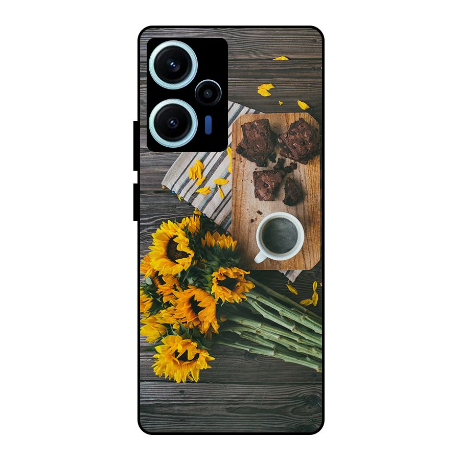 Coffee and Flowers Metal Back Case for Poco F5