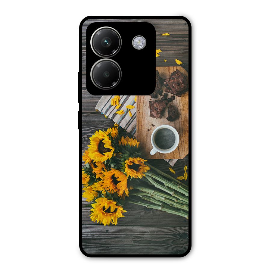 Coffee and Flowers Metal Back Case for Poco M7 Pro 5G